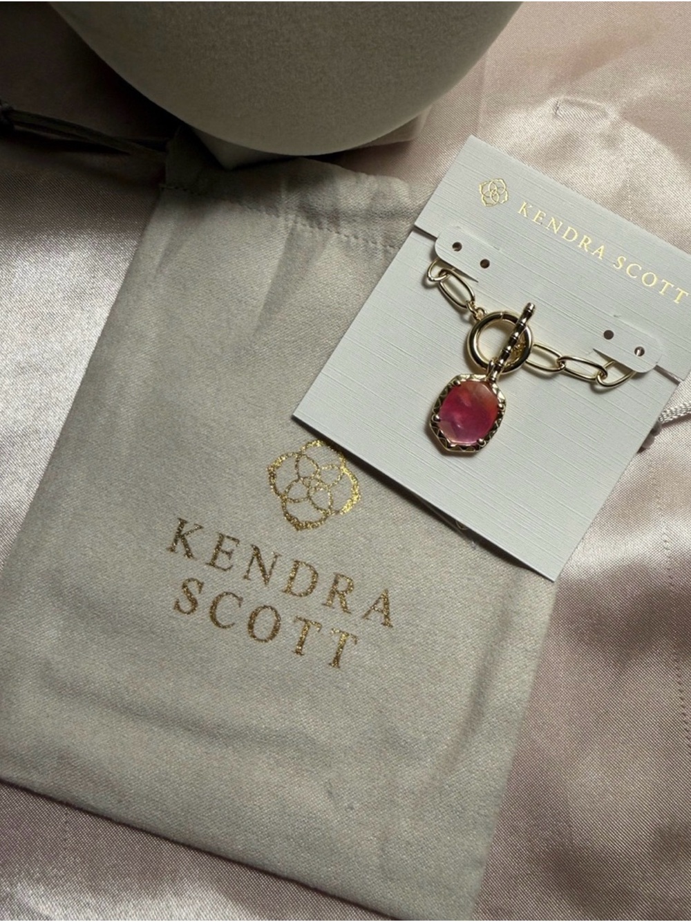 Kendra Scott Gold Chain Necklace with Pink Pendant